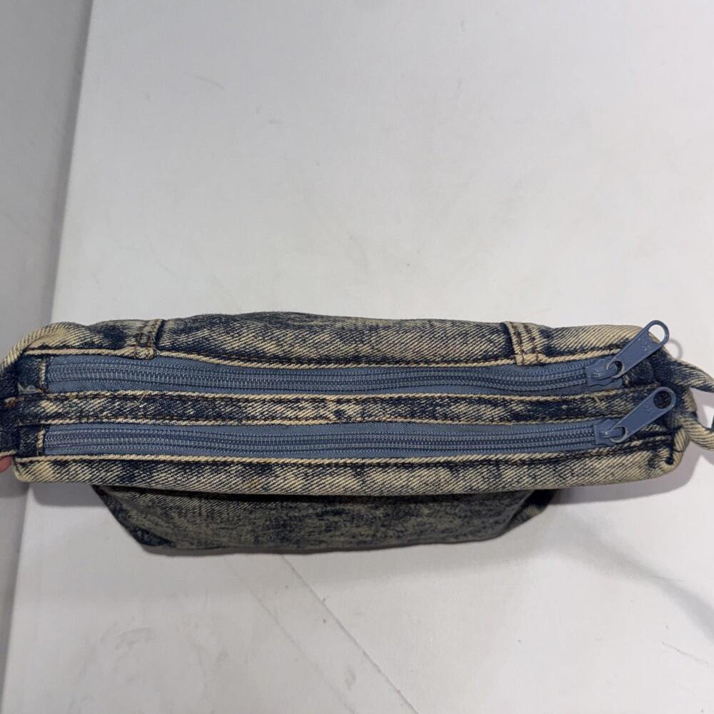 Vintage 80s 90s Denim Jean Aztec Distressed Pockets Crossbody‎ Bag Purse - Picture 13 of 14